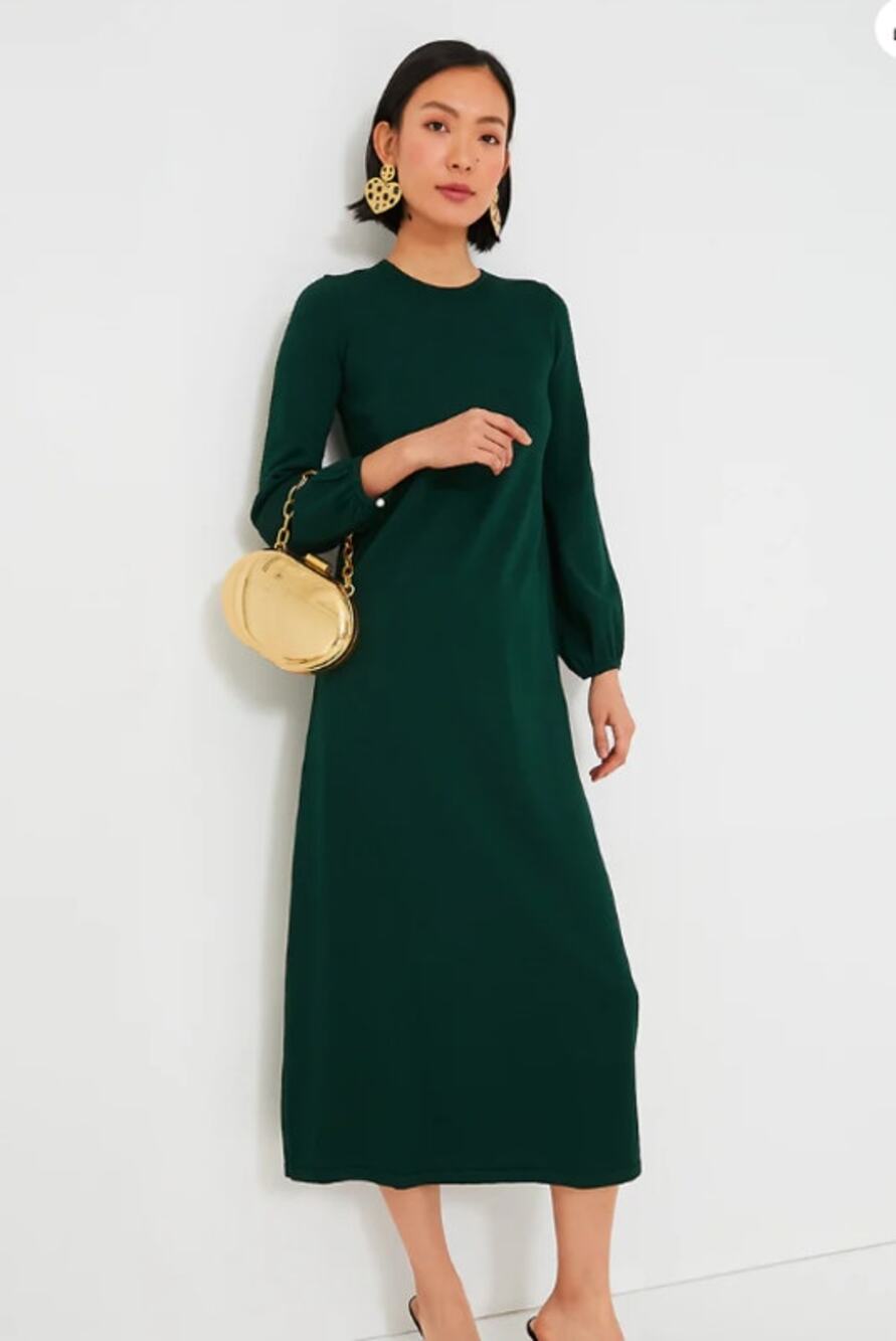 Pomander Place Hunter Green Double Knit Lennox Dress Small